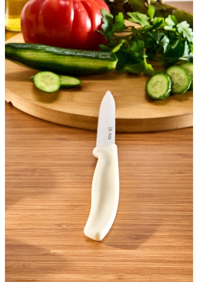 Dr. Inox Tırtıklı Sebze Bçağı Krem 21 Cm Krem