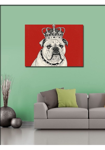 Kanvas Tablo Kral Tacı Takmış Bulldog