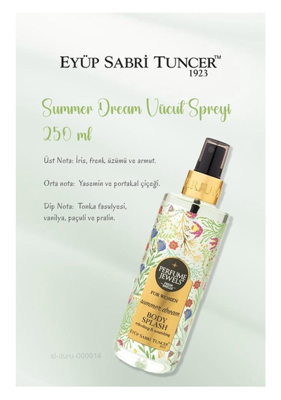 Eyüp Sabri Tuncer Body Splash Summer Dream Vücut Spreyi 250 Ml X 4 Adet