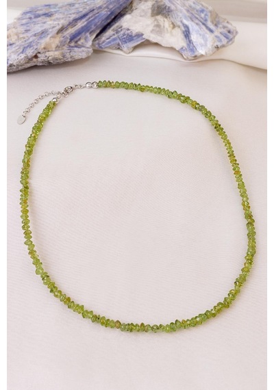 Peridot Taşı Zebercet Kolye 925 Ayar Gümüş Aparatlı Çok Renkli