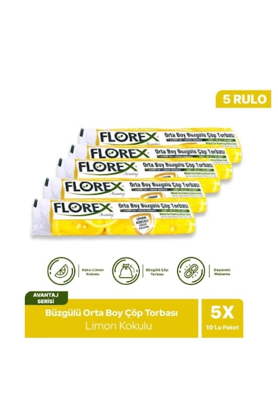 Genel Markalar Avantaj Seri Limon Kokulu Büzgülü Orta Boy Çöp Poşeti X 5 Rulo