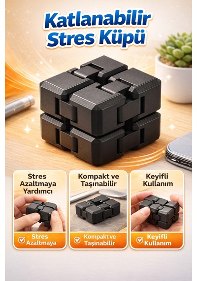 Katlanabilir Stres Küpü Fidget Oyuncak Cep Boyutu Taşınabilir Sonsuz Küp Zeka Oyuncağı