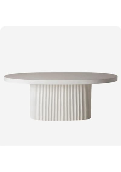 Terra Oval Natural Ahşap Bohem Masa 80x160 Beyaz