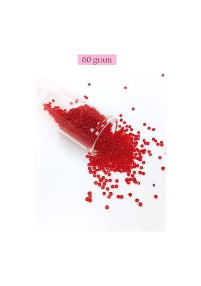 Dökme Cam Kum Boncuk 11/0 2 Mm - 60 Gram - Şeffaf Kırmızı - Bnc056