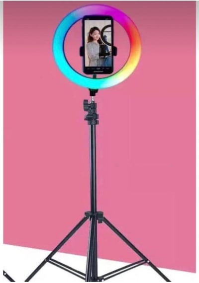 Rgb Ring Light Youtuber Tiktok Çekim Telefon Tutucu Renkli Makyaj Işığı 10 Inç +2. Mt Tripod