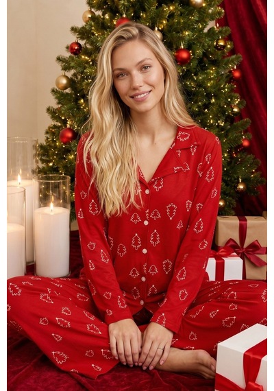 Siyah İnci Yılbaşı Temalı Desenli Termal Kumaşlı Ultra Soft Yumuşak Düğmeli Örme Pijama Takımı 26226115 Kırmızı Siyah İnci Yılbaşı Temalı Desenli Termal Kumaşlı Ultra Soft Yumuşak Düğmeli Örme Pijama Takımı 26226115 Kırmızı