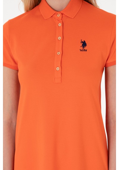 U.S. Polo Assn. Kadın Nar Çiçeği Polo Yaka Mini Boy Örme Elbise 50300881-VR039