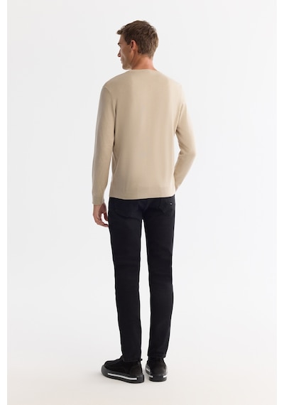 Avva Erkek Bej Viskon Bisiklet Yaka Triko Regular Fit Kazak B005132