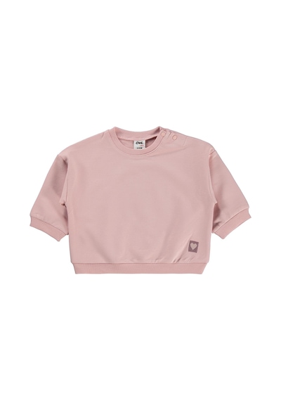 Civil Baby Civil Basic Kalp Etiketli 6-18 Ay Sweatshirt - Pembe Pudra Pembesi