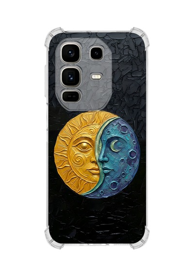 Printify Infinix Note 50 Pro İle Uyumlu Şeffaf Silikon Kılıf Uv Baskılı Esnek Tpu Kapak Güneş Ve Ay No3