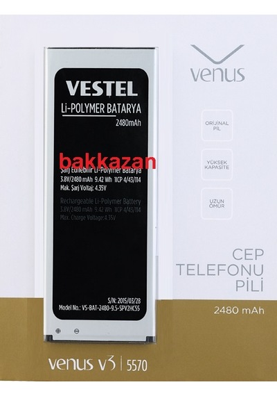 Vestel Uyumlu Venus V3 5570 Batarya Pil