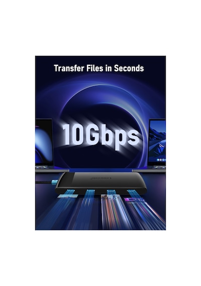 Lemorele Tc107, 10gbps Yüksek Hızlı 4 Port Usb 3.2 Gen2 Hub - 60cm Uzun Örgü Kablolu Çoklayıcı Mc & Pc