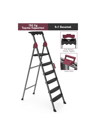 Perilla Comfort 5+1 Geniş Basamaklı Kolay Taşıma Aparatlı Merdiven