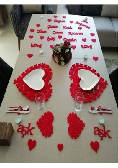 25 Parça Romantik Doğum Günü Masa Süslemesi Keçe Seti Keçe Set Diğer