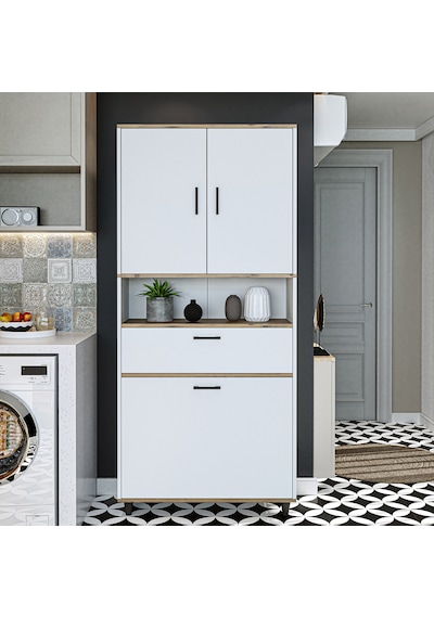 Çamaşır Sepetli Banyo Dolabı, Çok Amaçlı Dolap 90 X 200, Roomart Atlantik Çam - Beyaz Çamaşır Sepetli Banyo Dolabı, Çok Amaçlı Dolap 90 X 200, Roomart Atlantik Çam - Beyaz