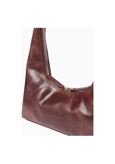 Marge Sherwood Small Hobo Omuz Çantası, Yıkamalı Bordo Deri Ve Zarif Minimalist Tasarım