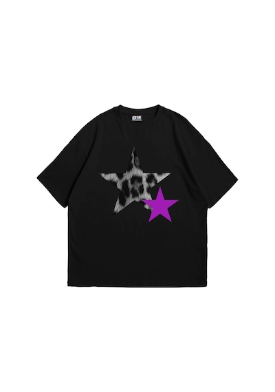 Tarzsokak Y2k Leopar Starz "v2" Baskılı Oversize Unisex Beyaz Siyah