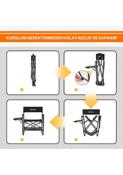 Kingcamp Ash Compact Katlanır Kamp Sandalyesi Black Çok Renkli