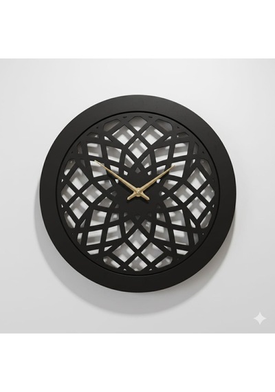 Nexus Modern Ahşap Duvar Saati 45 Cm Siyah Renk