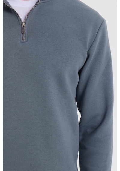 Tudors Unisex Relax Fit Rahat Kesim Pamuklu İçi Polarlı Yarım Fermuarlı Gri Dik Yaka Sweatshirt-35172 Gri Tudors Unisex Relax Fit Rahat Kesim Pamuklu İçi Polarlı Yarım Fermuarlı Gri Dik Yaka Sweatshirt-35172 Gri