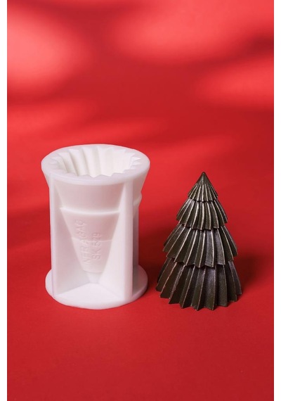 Liner Çam Ağacı Silikon Mum Kalıbı Beyaz