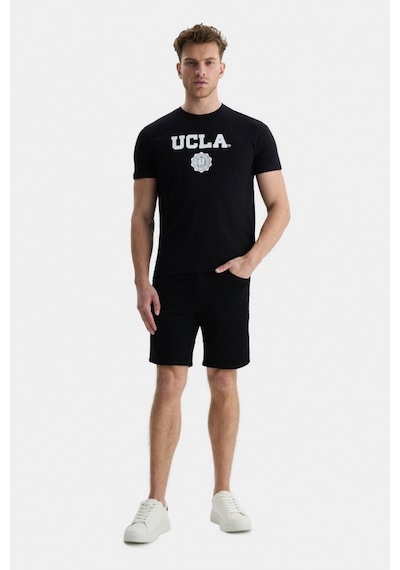 Ucla Gayley Siyah Bisiklet Yaka Baskılı Standard Fit Erkek Tshirt Siyah