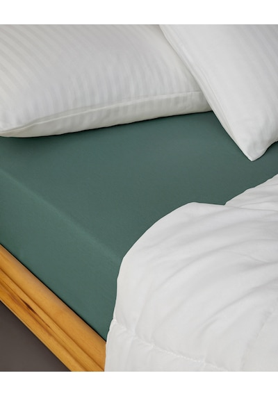 English Home Novella Premium Soft Cotton Tek Kişilik Plus Lastikli Çarşaf 120x200 Cm Koyu Seledon Koyu Seledon