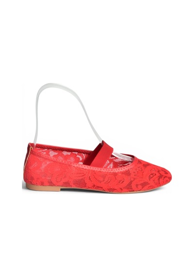 Fox Shoes Y726924306 Kırmızı Dantel Kadın Babet