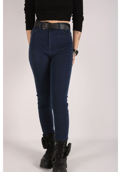 Yüksek Bel Jeans Kadın Slim Pantolon Denim Kumaş 42