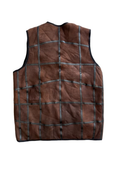 Ln Leather Koyukahve Patchwork İçi Kürk-dışı Süet Deri Biye Detaylı Yelek