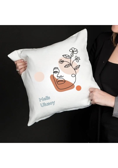 Kişiye Özel 8 Mart Kadınlar Günü Saten Yastık Kılıfı 50x50 Cm İsim Baskılı Dekoratif Kırlent Kılıfı İçi Boş Beyaz