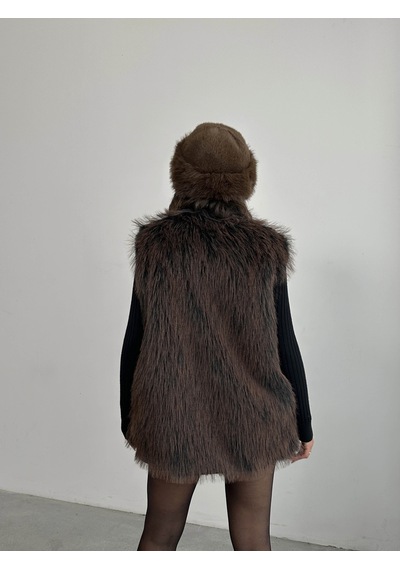 Verymoda Yapay Kürk Kadın Yelek Yumuşak Dokulu Vmf2038 Siyah