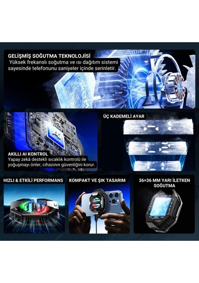 Coofbe Dijital Göstergeli -3 Derece Soğutmalı Telefon Soğutucu Radyatör 3 Mod Tüm Telefonlara Uyumlu