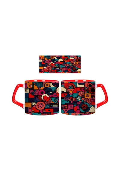 Modern Çizgiler Kupa Bardak Tek Adet 0332 Çok Renkli