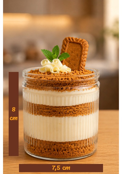 6'lı Çizgili Cam Magnolya, Cheesecake, Çerezlik, Kahvaltılık, Tatlı Kasesi Seti 350 Ml Şeffaf