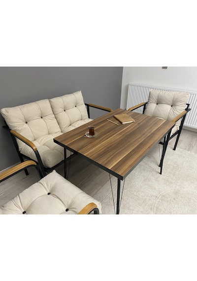 Modern Mars Balkon, Bahçe, Cafe - Metal Kanepe Koltuk Takımı - 2+1+1 + Masa Krem Modernsh34 Krem Modern Mars Balkon, Bahçe, Cafe - Metal Kanepe Koltuk Takımı - 2+1+1 + Masa Krem Modernsh34 Krem