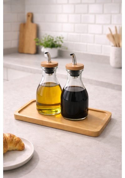 Dikdörtgen Sunum Tepsisi Bambu Organizer Ve Yağdanlık Altlığı Yemek Tabağı 22,5 Cm Bambu