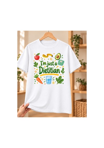 Mor Mürekkep Diyetisyen Baskılı Beyaz Tişört - Diyetisyene Hediye Unisex