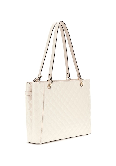 Guess Kadın Kapitone Ve Monogram Desenli Tote Çanta - Krem Krem