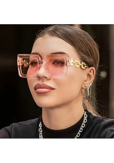 Onomo Kadın Büyük Boy Kare Moda Gözlüğü Pembe Renk Pembe