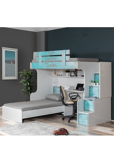 Setaymobilya Ranza, Summer Ranza Karyola Çalışma Masası + 2 Adet Comfort Yatak