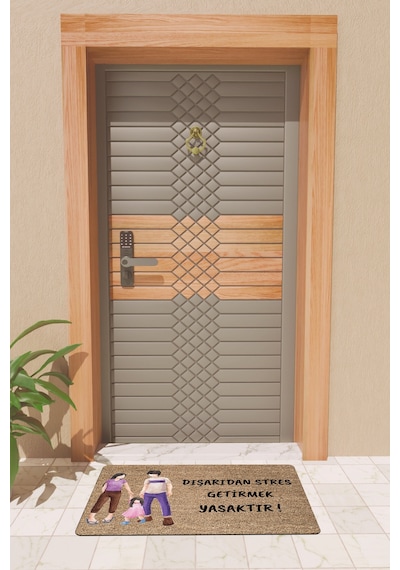 Rugmood Modern Dijtal Baskı Dışarıdan Stres Yasak Aile Kapı Önü Paspası Çok Renkli