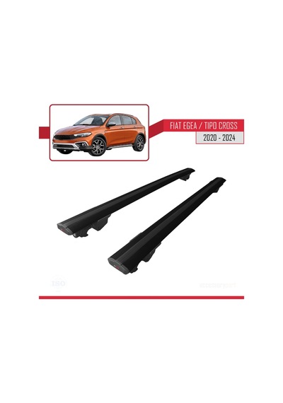 Fiat Egea Cross 2020 Ve Sonrası İle Uyumlu Hook Model Anahtar Kilitli Ara Atkı Tavan Barı Siyah