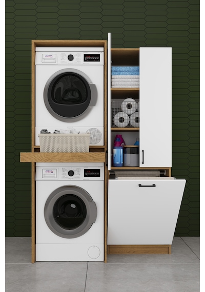 Çamaşır Makinesi Banyo Dolabı Takımı Sepetli %100 Mdf Çekmeceli Çok Amaçlı Kurutma Dolabı Bt01 Beyaz - Karına Çamaşır Makinesi Banyo Dolabı Takımı Sepetli %100 Mdf Çekmeceli Çok Amaçlı Kurutma Dolabı Bt01 Beyaz - Karına