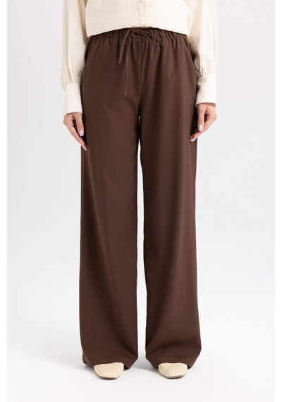 DeFacto Wide Leg Geniş Paça Esnek Belli Bağcıklı Basic Düz Palazzo Pantolon C5628AX24AUBN540