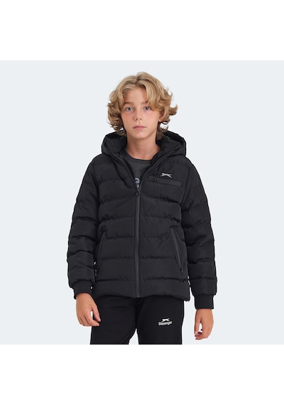 Slazenger CAPTAIN Çocuk Kapüşonlu Şişme Siyah Mont & Kaban