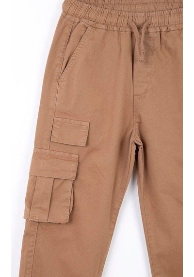 Nk Kids Çocuk Kargo Cepli Beli Paçası Lastikli Kargo Pantolon-13834-camel Camel