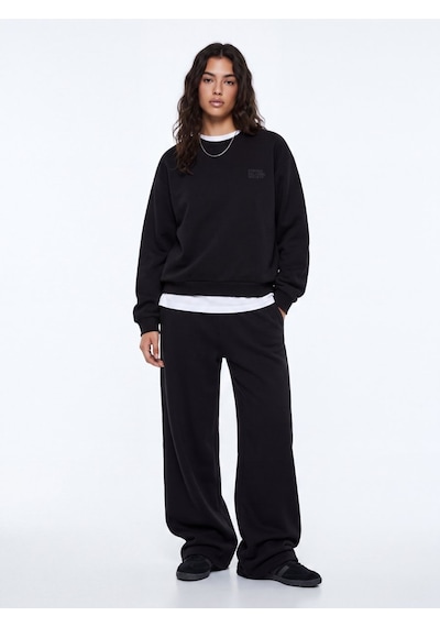 LTB Regular Fit Yazı Baskılı Bisiklet Yaka Siyah Sweatshırt