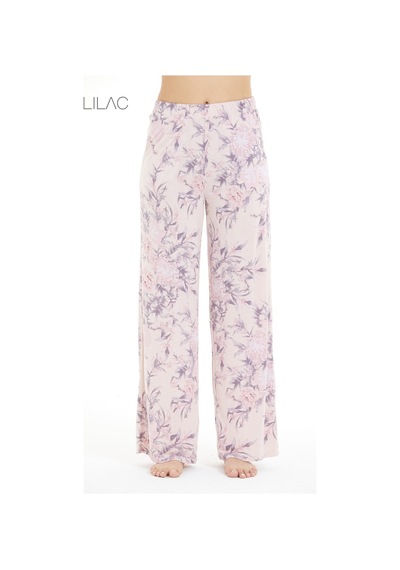 Lılac Kadın Çiçek Desenli %100 Viskon Pijama Altı Pantolon Pudra Pembe Pudra Pembe
