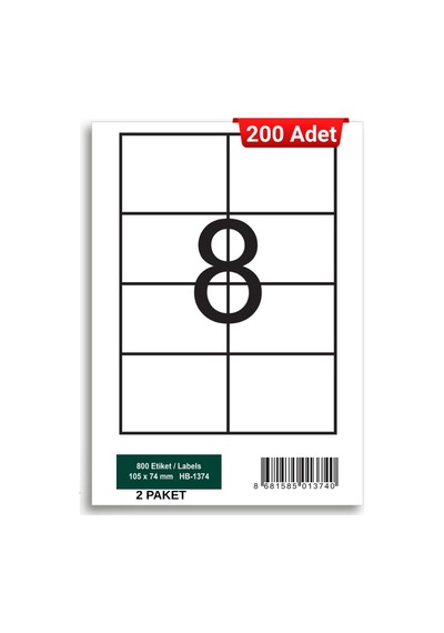 Herboy Hb-1374 105 X 74 Mm A4 Baskılı Laser Etiket 200 Adet